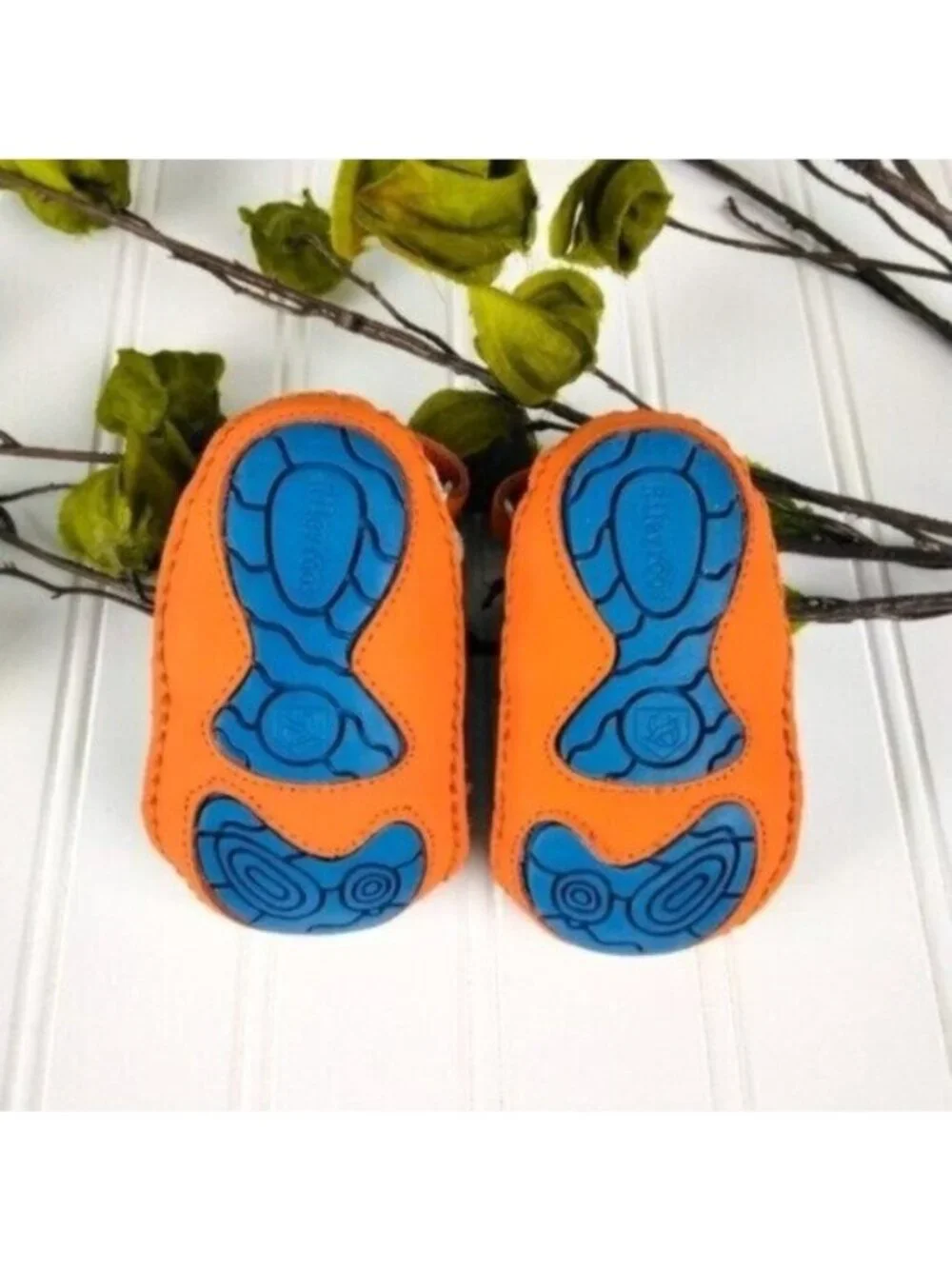 Riley Roos Patrick Leather Baby Shoes Orange Size Small 3-6 Months